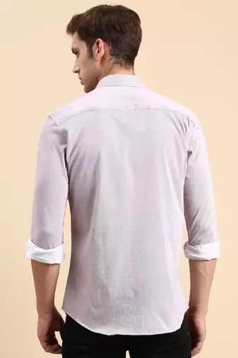 men's long sleeves vertical stripes mauve shirt