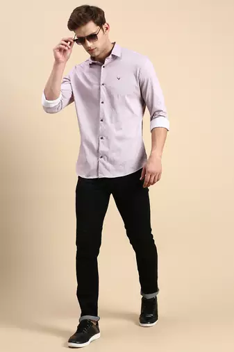 men's long sleeves vertical stripes mauve shirt