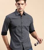 Showoff men's long sleeves geometric black shirt