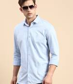 men's long sleeves gingham checks blue shirt