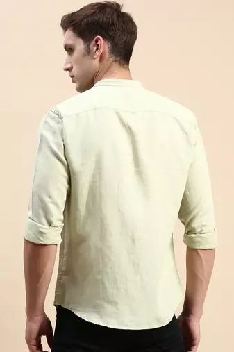 Showoff men's long sleeves solid sea green shirt