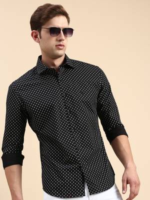 men's long sleeves conversational black shirt 1