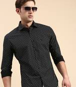 men's long sleeves conversational black shirt