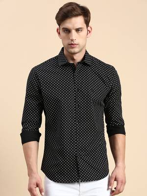 men's long sleeves conversational black shirt 2