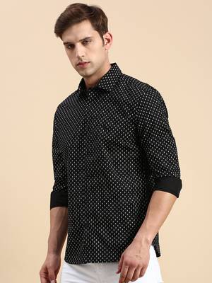 men's long sleeves conversational black shirt 3
