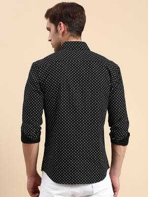 men's long sleeves conversational black shirt 4