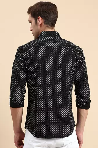 men's long sleeves conversational black shirt