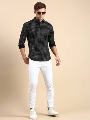 men's long sleeves conversational black shirt 5