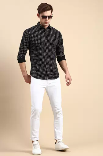 men's long sleeves conversational black shirt