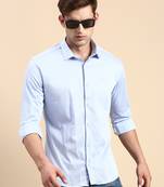 men's long sleeves solid blue shirt