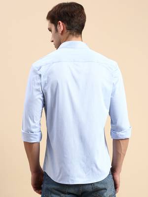 men's long sleeves solid blue shirt 4