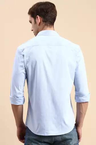 men's long sleeves solid blue shirt