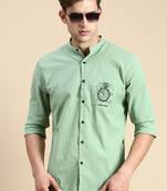 men's long sleeves solid green shirt