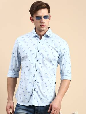 men's long sleeves abstract blue shirt 1