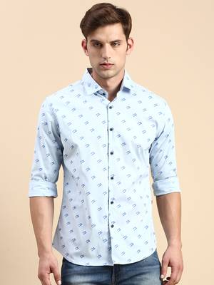 men's long sleeves abstract blue shirt 2