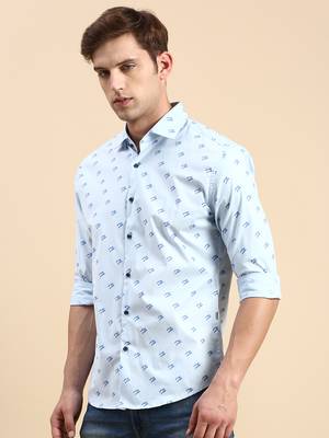 men's long sleeves abstract blue shirt 3