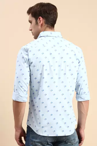 men's long sleeves abstract blue shirt