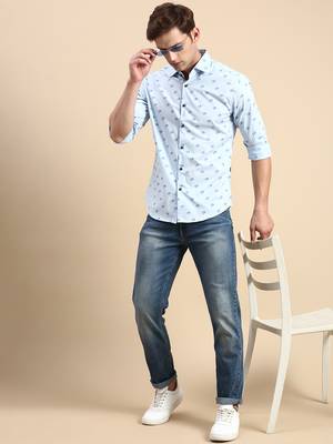 men's long sleeves abstract blue shirt 5
