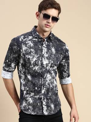 men's long sleeves abstract black shirt 1