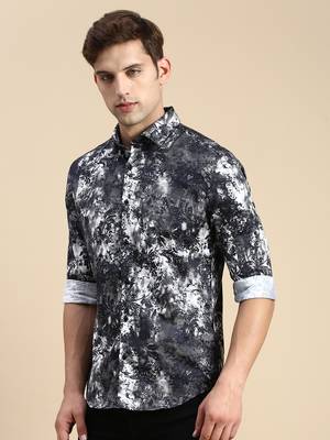 men's long sleeves abstract black shirt 3