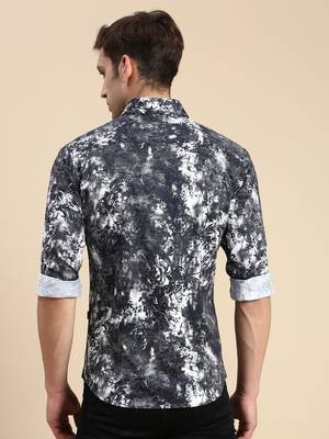 men's long sleeves abstract black shirt 4