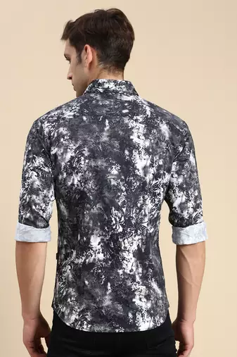 men's long sleeves abstract black shirt