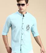 men's long sleeves solid turquoise blue shirt
