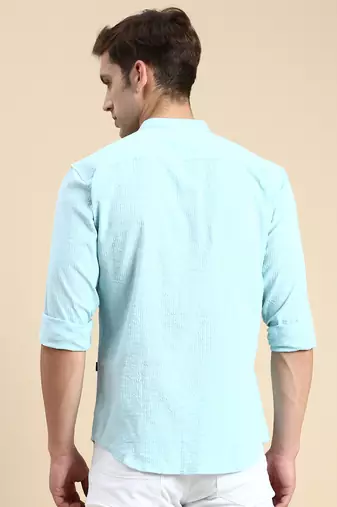 men's long sleeves solid turquoise blue shirt