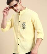 men's long sleeves solid yellow shirt