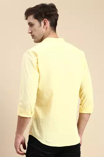 men's long sleeves solid yellow shirt
