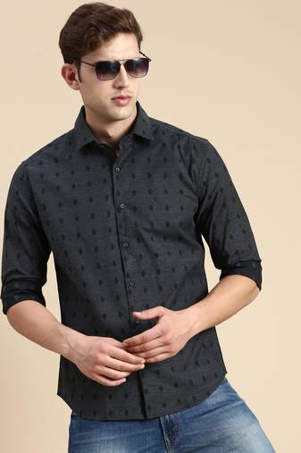 men's long sleeves solid navy blue shirt