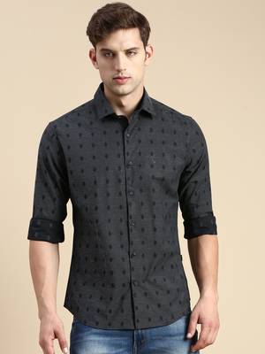 men's long sleeves solid navy blue shirt 2