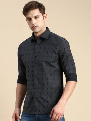 men's long sleeves solid navy blue shirt 3