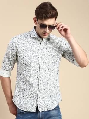men's long sleeves conversational off white shirt 1