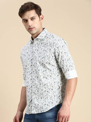 men's long sleeves conversational off white shirt 3
