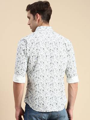 men's long sleeves conversational off white shirt 4