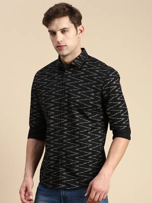 men's long sleeves chevron black shirt 3