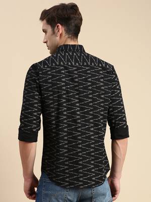 men's long sleeves chevron black shirt 4