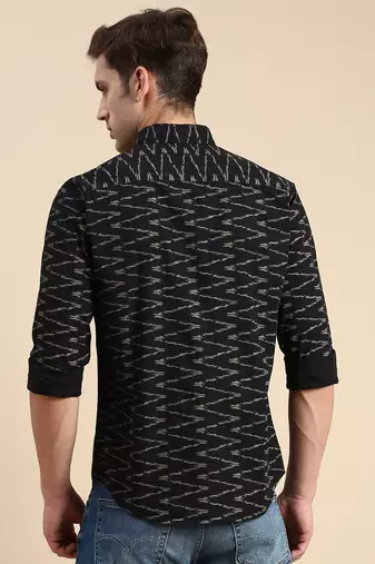 men's long sleeves chevron black shirt