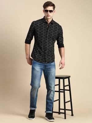 men's long sleeves chevron black shirt 5
