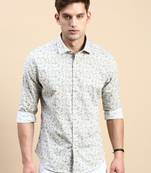 men's long sleeves abstract green shirt