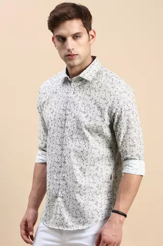 men's long sleeves abstract green shirt