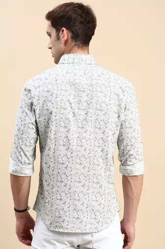 men's long sleeves abstract green shirt