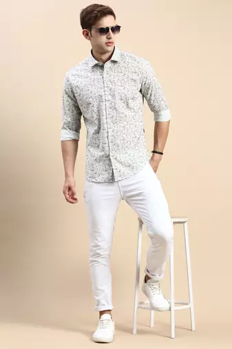 men's long sleeves abstract green shirt