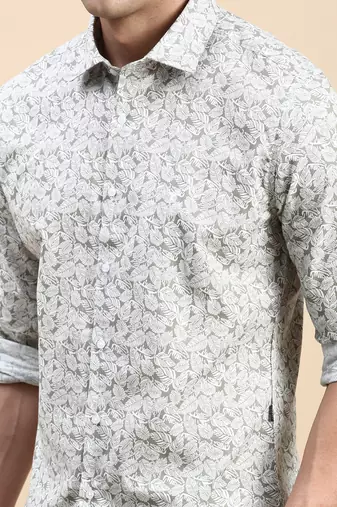 men's long sleeves abstract green shirt
