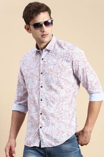 men's long sleeves abstract grey shirt