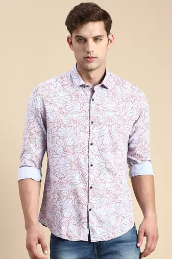 men's long sleeves abstract grey shirt