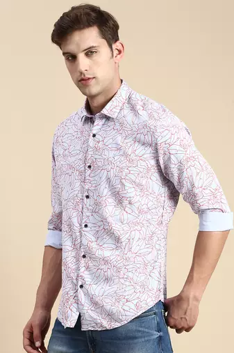men's long sleeves abstract grey shirt