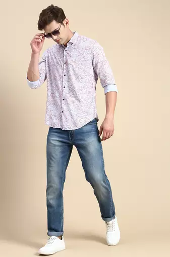 men's long sleeves abstract grey shirt