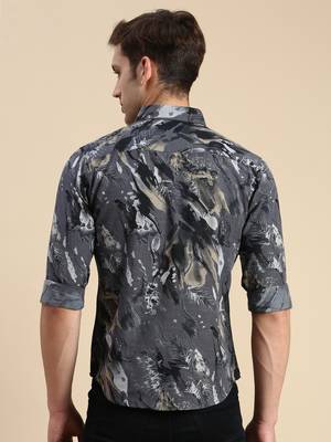 men's long sleeves abstract grey shirt 4